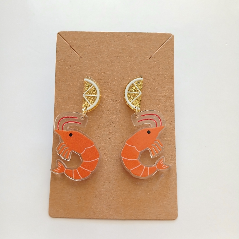 Fashion Jewelry Orange Shrimp Earrings